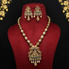 Green Color Lord Radha Krishna Matte Gold Temple Necklace Set (TPLN268GRN)