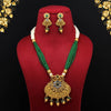 Green Color Matte Gold Necklace Set (TPLN269GRN)