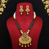 Maroon & Green Color Matte Gold Necklace Set (TPLN269MG)