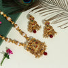 Maroon & Green Color Matte Gold Necklace Set (TPLN272MG)