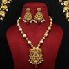 Maroon & Green Color Matte Gold Necklace Set (TPLN272MG)