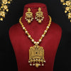 Gold Color Matte Gold Rajwadi Temple Necklace Set (TPLN274GLD)