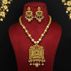 Rani Color Matte Gold Temple Necklace Set (TPLN274RNI)