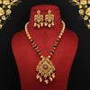 Maroon & Green Color Matte Gold Necklace Set (TPLN278MG)
