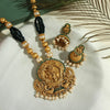 Green Color Lord Radha Krishna Matte Gold Temple Necklace Set (TPLN279GRN)