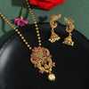 Pink Color Matte Gold Necklace Set (TPLN284PNK)