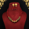 Maroon & Green Color Matte Gold Necklace Set (TPLN287MG)