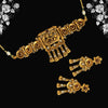 Rani Color Choker Matte Gold Temple Necklace Set (TPLN289RNI)