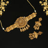 White Color Choker Matte Gold Necklace Set (TPLN291WHT)