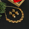 Maroon & Green Color Matte Gold Necklace Set (TPLN303MG)