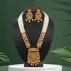Gold Color Vilandi Kundan Long Matte Gold Rajwadi Temple Necklace Set (TPLN305GLD)