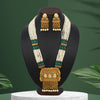 Green Color Vilandi Kundan Long Matte Gold Rajwadi Temple Necklace Set (TPLN306GRN)