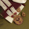 Rani Color Vilandi Kundan Long Matte Gold Necklace Set (TPLN307RNI)