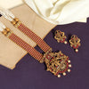 Rani Color Vilandi Kundan Long Matte Gold Temple Necklace Set (TPLN312RNI)