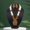 Rani Color Vilandi Kundan Long Matte Gold Temple Necklace Set (TPLN313RNI)