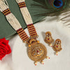 Rani Color Vilandi Kundan Long Matte Gold Temple Necklace Set (TPLN313RNI)