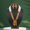 Rani Color Vilandi Kundan Long Matte Gold Temple Necklace Set (TPLN315RNI)