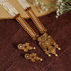 Rani Color Vilandi Kundan Long Matte Gold Temple Necklace Set (TPLN315RNI)