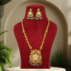 Green Color Vilandi Kundan Matte Gold Temple Necklace Set (TPLN323GRN)