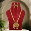 Maroon & Green Color Kundan Matte Gold Temple Necklace Set (TPLN325MG)