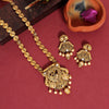 Gold Color Vilandi Kundan Matte Gold Temple Necklace Set (TPLN326GLD)
