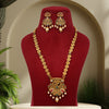 Rani & Green Color Vilandi Kundan Matte Gold Rajwadi Temple Necklace Set (TPLN326RNIGRN)