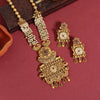 Rani Color Vilandi Kundan Matte Gold Temple Necklace Set (TPLN329RNI)