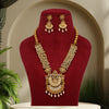 Gold Color Vilandi Kundan Matte Gold Rajwadi Temple Necklace Set (TPLN331GLD)