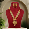 Rani Color Kundan Matte Gold Temple Necklace Set (TPLN333RNI)