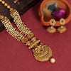 Rani Color Kundan Matte Gold Temple Necklace Set (TPLN333RNI)
