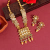 Rani & Green Color Kundan Matte Gold Rajwadi Temple Necklace Set (TPLN334RNIGRN)
