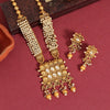 Rani Color Kundan Matte Gold Temple Necklace Set (TPLN334RNI)