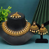 Maroon & Green Color Matte Gold Rajwadi Temple Necklace Set (TPLN415MG)