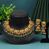 Green Color Rajwadi Matte Gold Necklace Set (TPLN418GRN)