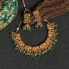 Green Color Rajwadi Matte Gold Necklace Set (TPLN418GRN)