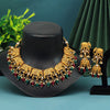 Rani & Green Color Rajwadi Matte Gold Necklace Set (TPLN418RNIGRN)