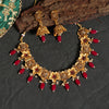 Rani Color Matte Gold Temple Necklace Set (TPLN424RNI)