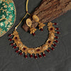Maroon Color Matte Gold Temple Necklace Set (TPLN425MRN)