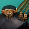 Rani & Green Color Choker Matte Gold Temple Necklace Set (TPLN433RNIGRN)