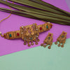 Rani & Green Color Choker Matte Gold Temple Necklace Set (TPLN433RNIGRN)