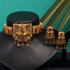Rani Color Choker Matte Gold Temple Necklace Set (TPLN433RNI)