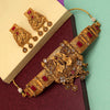 Rani Color Choker Matte Gold Temple Necklace Set (TPLN433RNI)
