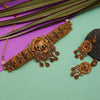 Rani & Green Color Choker Matte Gold Temple Necklace Set (TPLN434RNIGRN)