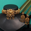 Rani Color Choker Matte Gold Temple Necklace Set (TPLN434RNI)