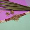 Rani Color Choker Matte Gold Temple Necklace Set (TPLN437RNI)