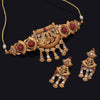 Rani Color Choker Matte Gold Temple Necklace Set (TPLN441RNI)