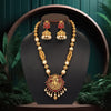 Rani Color Matte Gold Temple Necklace Set (TPLN449RNI)