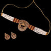 Rani Color Choker Matte Gold Temple Necklace Set (TPLN457RNI)