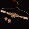 Gold Color Choker Matte Gold Temple Necklace Set (TPLN459GLD)