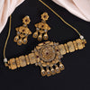 Rani Color Choker Matte Gold Temple Necklace Set (TPLN460RNI)